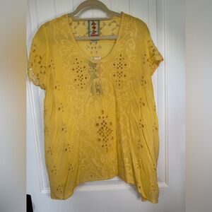 Johnny Was Eyelet Flowy Blouse